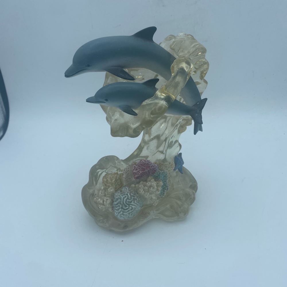 Lenox 2001 Acrylic Resin Dolphins Riding The Waves Seashells Beach Ocean Theme